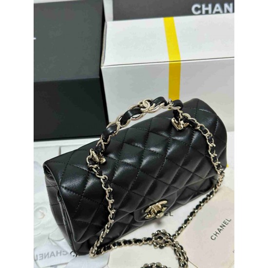 2colors top handle mini flap bag 