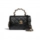 3colors MINI FLAP BAG WITH TOP HANDLE LAMBSKIN