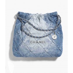 CHANEL 22 HANDBAG Denim Small Medium 