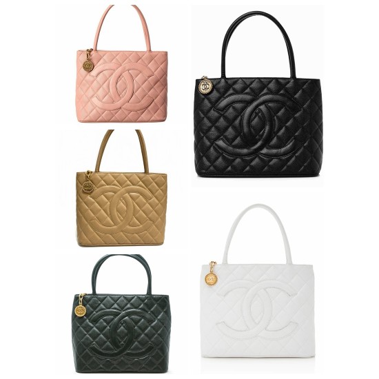 5colors Chanel Caviar Leather Medallion Tote