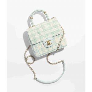 3colors MINI FLAP BAG WITH TOP HANDLE Tweed