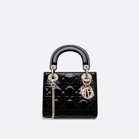 MINI LADY DIOR BAG Patent Cannage Calfskin