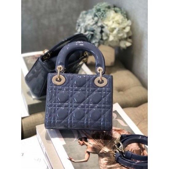 MINI LADY DIOR BAG Patent Cannage Calfskin