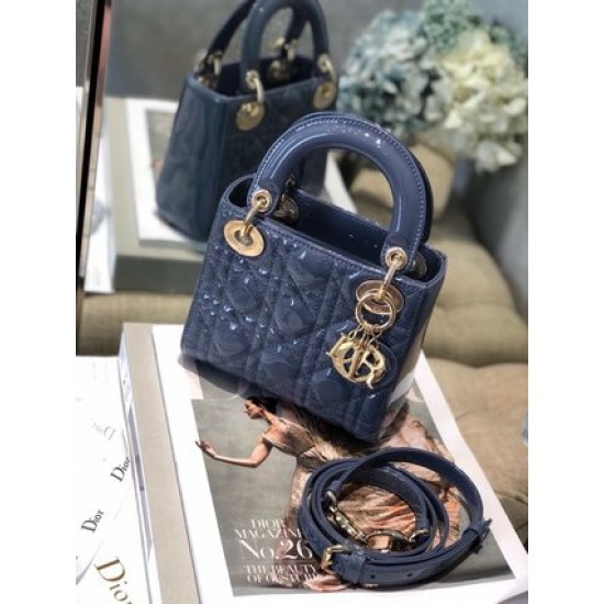 MINI LADY DIOR BAG Patent Cannage Calfskin