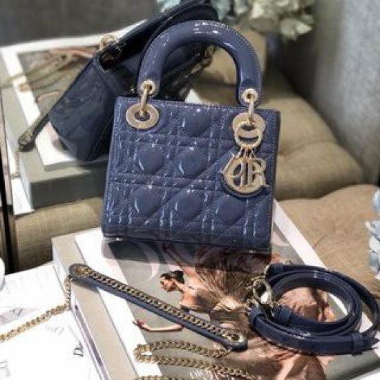 MINI LADY DIOR BAG Patent Cannage Calfskin