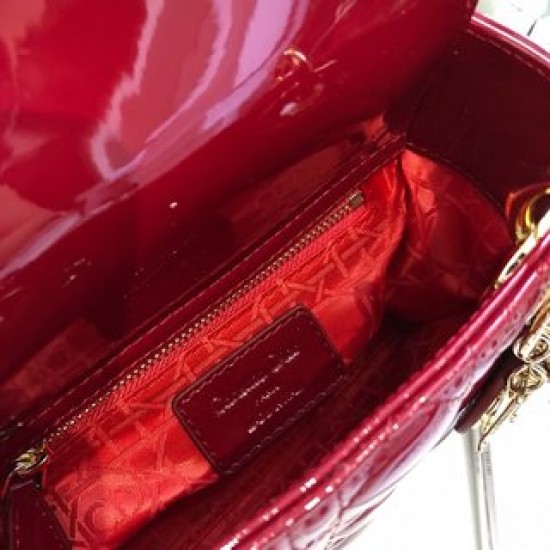 MINI LADY DIOR BAG Patent Cannage Calfskin