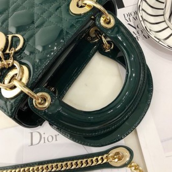 MINI LADY DIOR BAG Patent Cannage Calfskin