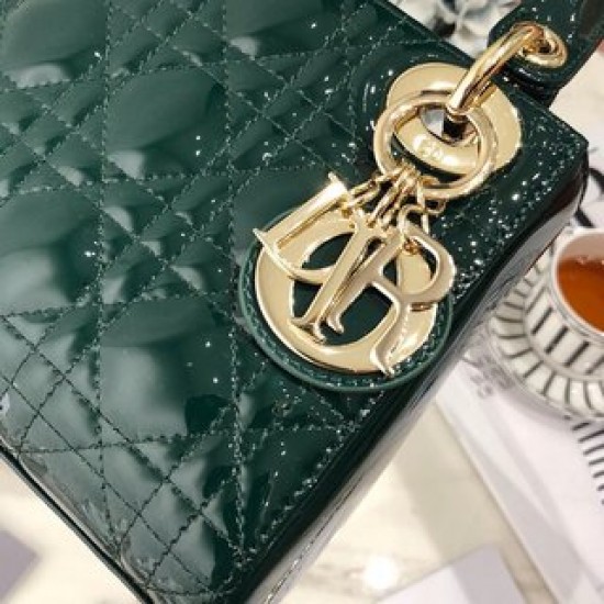 MINI LADY DIOR BAG Patent Cannage Calfskin