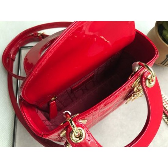 MINI LADY DIOR BAG Patent Cannage Calfskin