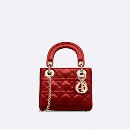 MINI LADY DIOR BAG Patent Cannage Calfskin