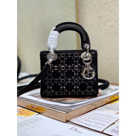 MINI LADY DIOR BAG Strass Cannage Satin