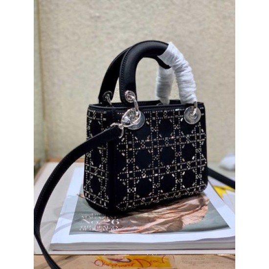 MINI LADY DIOR BAG Strass Cannage Satin