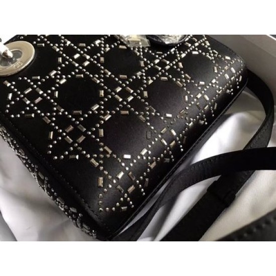 MINI LADY DIOR BAG Strass Cannage Satin