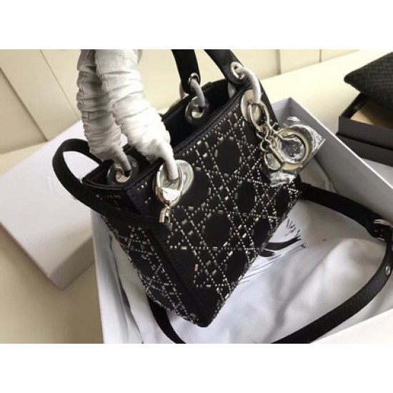 MINI LADY DIOR BAG Strass Cannage Satin