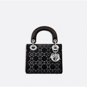 MINI LADY DIOR BAG Strass Cannage Satin