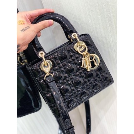 SMALL LADY DIOR BAG Patent Cannage Calfskin