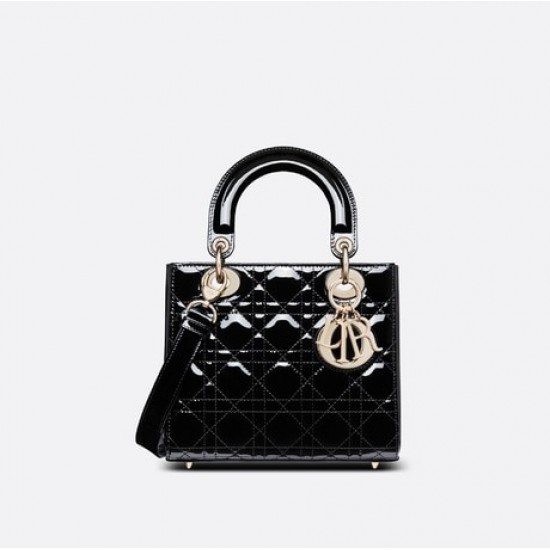 SMALL LADY DIOR BAG Patent Cannage Calfskin