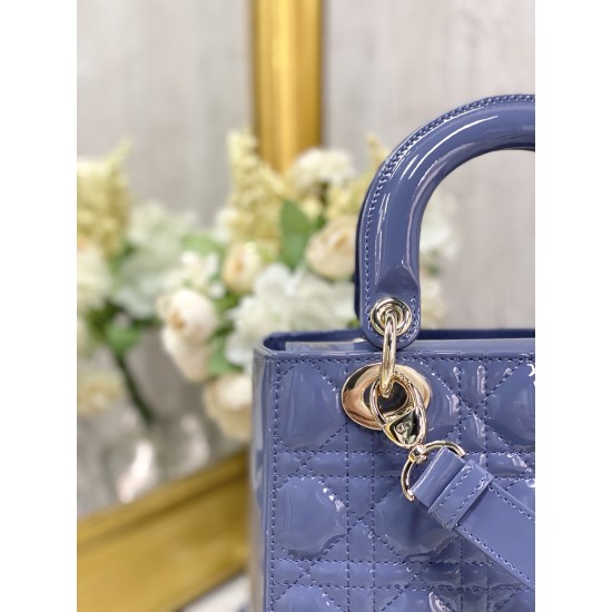 SMALL LADY DIOR BAG Patent Cannage Calfskin