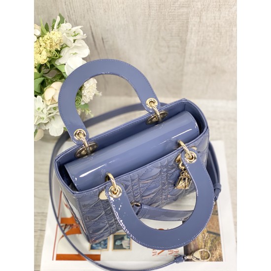 SMALL LADY DIOR BAG Patent Cannage Calfskin