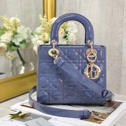 SMALL LADY DIOR BAG Patent Cannage Calfskin