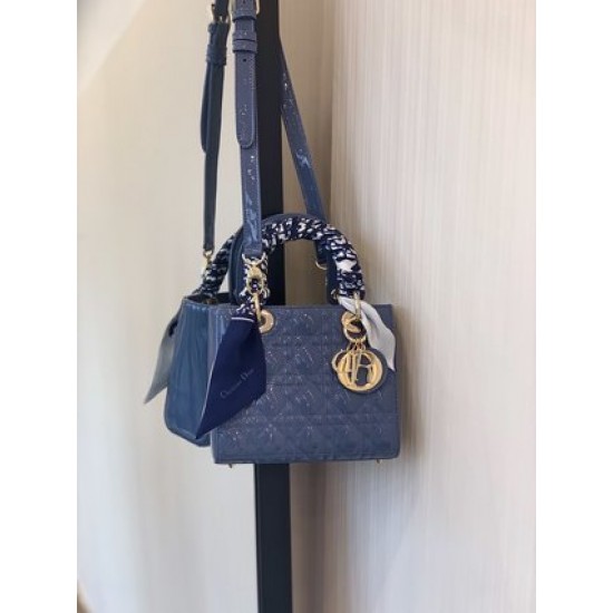 SMALL LADY DIOR BAG Patent Cannage Calfskin