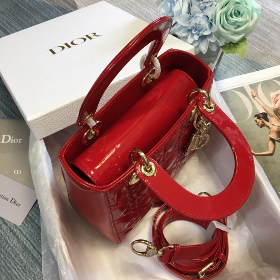 SMALL LADY DIOR BAG Patent Cannage Calfskin