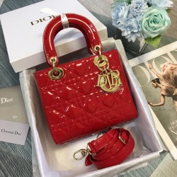 SMALL LADY DIOR BAG Patent Cannage Calfskin