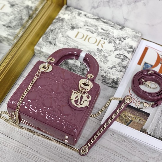 MINI LADY DIOR BAG Patent Cannage Calfskin