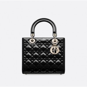 MEDIUM LADY DIOR BAG Patent Cannage Calfskin