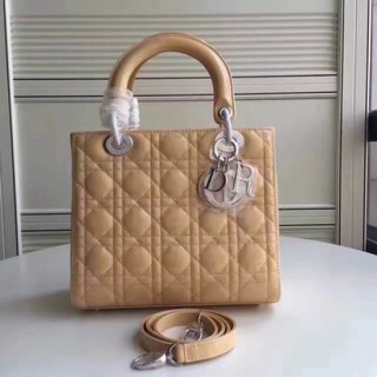 MEDIUM LADY DIOR BAG Patent Cannage Calfskin