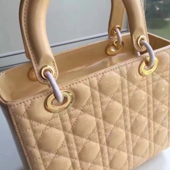 MEDIUM LADY DIOR BAG Patent Cannage Calfskin