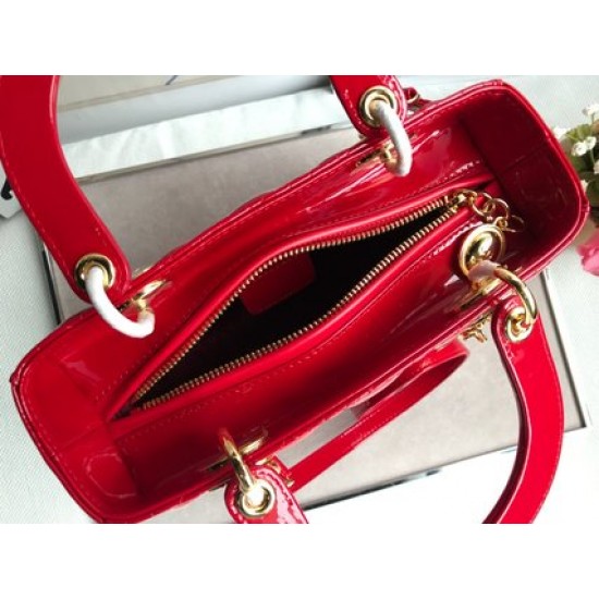 MEDIUM LADY DIOR BAG Patent Cannage Calfskin