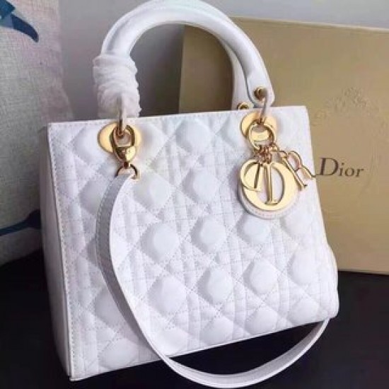 MEDIUM LADY DIOR BAG Patent Cannage Calfskin