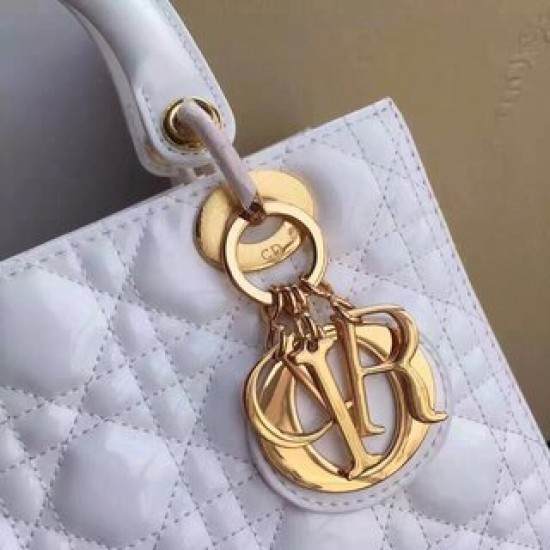 MEDIUM LADY DIOR BAG Patent Cannage Calfskin