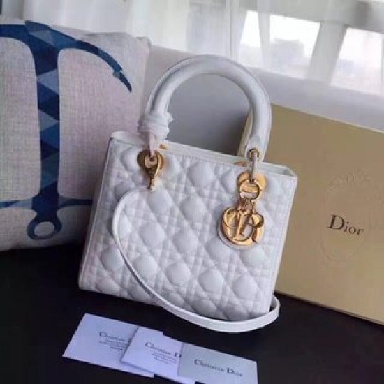 MEDIUM LADY DIOR BAG Patent Cannage Calfskin