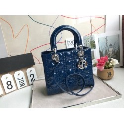 MEDIUM LADY DIOR BAG Patent Cannage Calfskin