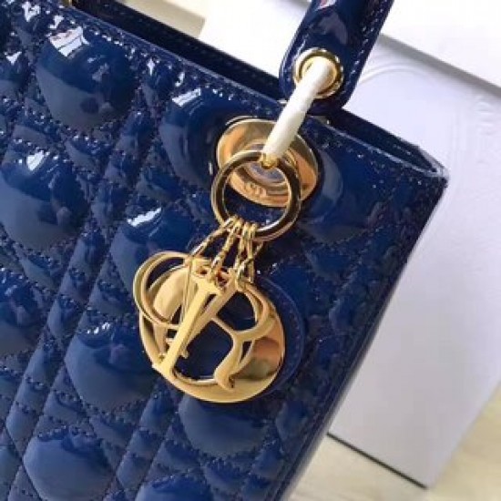 MEDIUM LADY DIOR BAG Patent Cannage Calfskin