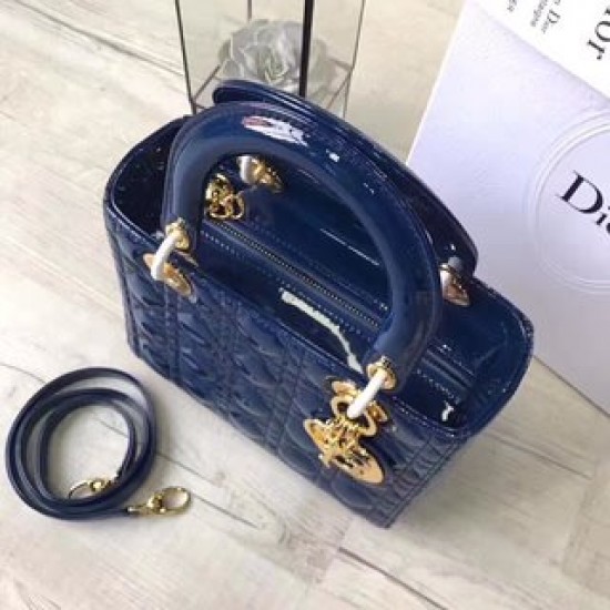 MEDIUM LADY DIOR BAG Patent Cannage Calfskin