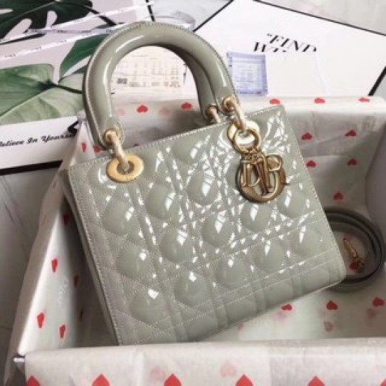 MEDIUM LADY DIOR BAG Patent Cannage Calfskin