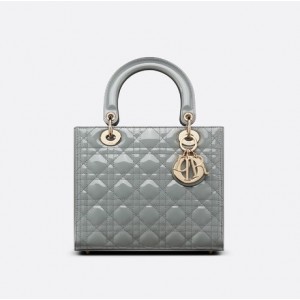 MEDIUM LADY DIOR BAG Patent Cannage Calfskin