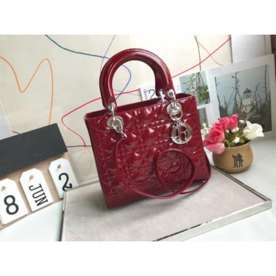 MEDIUM LADY DIOR BAG Patent Cannage Calfskin