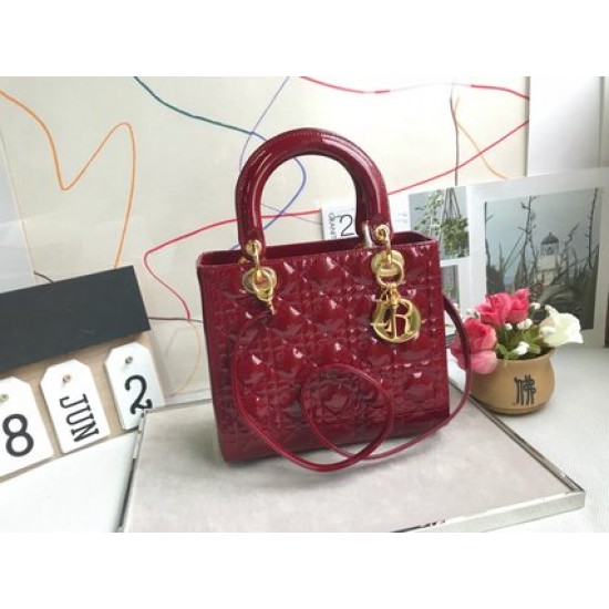 MEDIUM LADY DIOR BAG Patent Cannage Calfskin