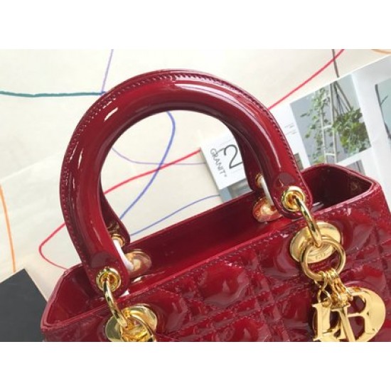 MEDIUM LADY DIOR BAG Patent Cannage Calfskin