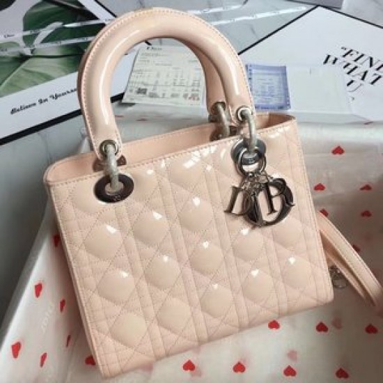 MEDIUM LADY DIOR BAG Patent Cannage Calfskin