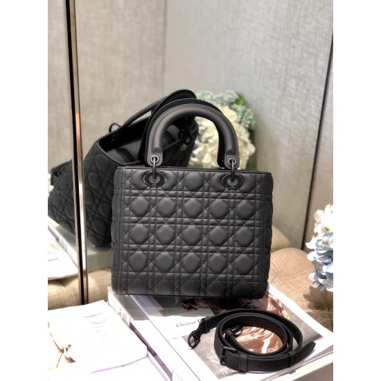 MEDIUM LADY DIOR BAG Ultramatte Cannage Calfskin