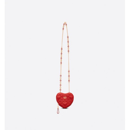 DIORAMOUR DIOR CARO HEART POUCH WITH CHAIN