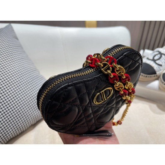 DIORAMOUR DIOR CARO HEART POUCH WITH CHAIN