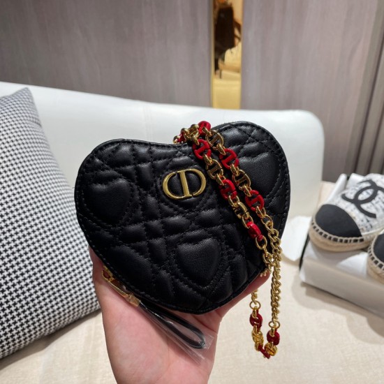 DIORAMOUR DIOR CARO HEART POUCH WITH CHAIN