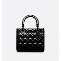 MEDIUM LADY DIOR BAG Patent Cannage Calfskin