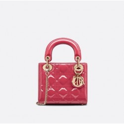 MINI LADY DIOR BAG Patent Cannage Calfskin